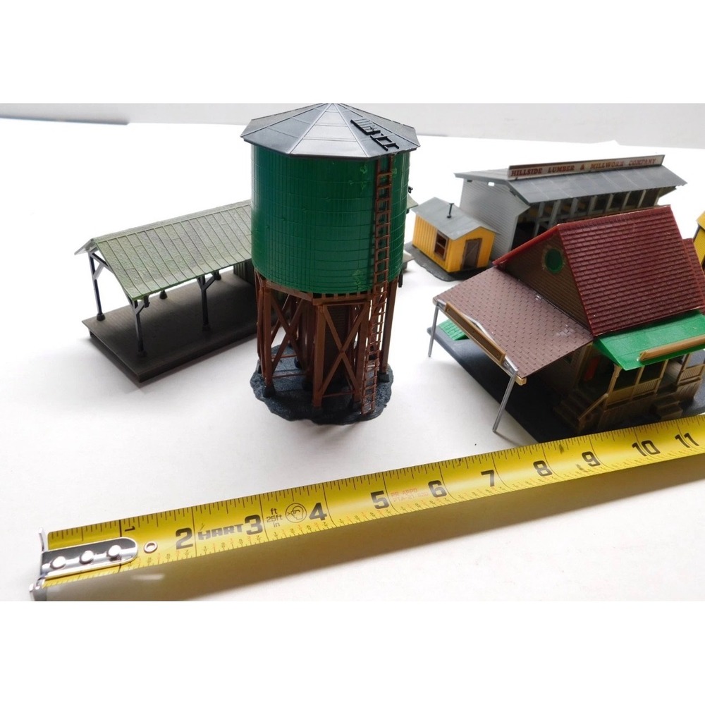 HO Scale Model Train Building Lot Hillside Lumber Water Tower Station 5pc Set - Picture 2 of 9